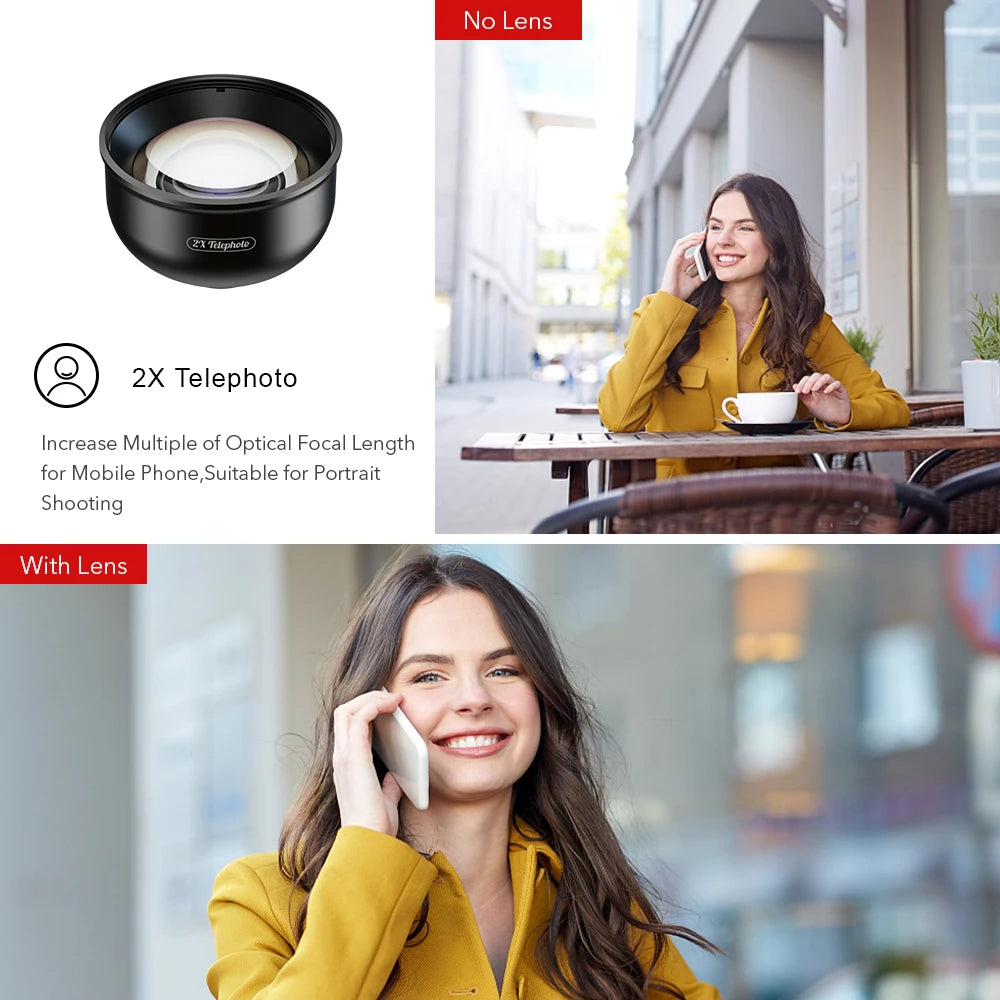 APEXEL HD 2x Telephoto Portrait Lens Professional Mobile Phone Camera Telephoto Lens for iPhone Samsung Android SmartphoneS