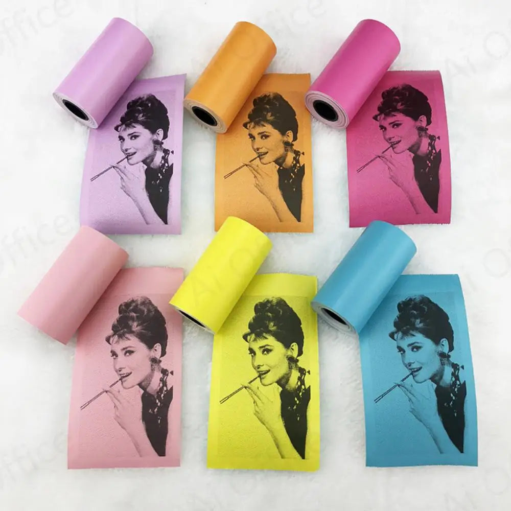 6 Roll Color Self-Adhesive Thermal Paper Sticker Label Notes Clear Print For PeriPage PapeRang 57mm Mini Printer For Phone Photo