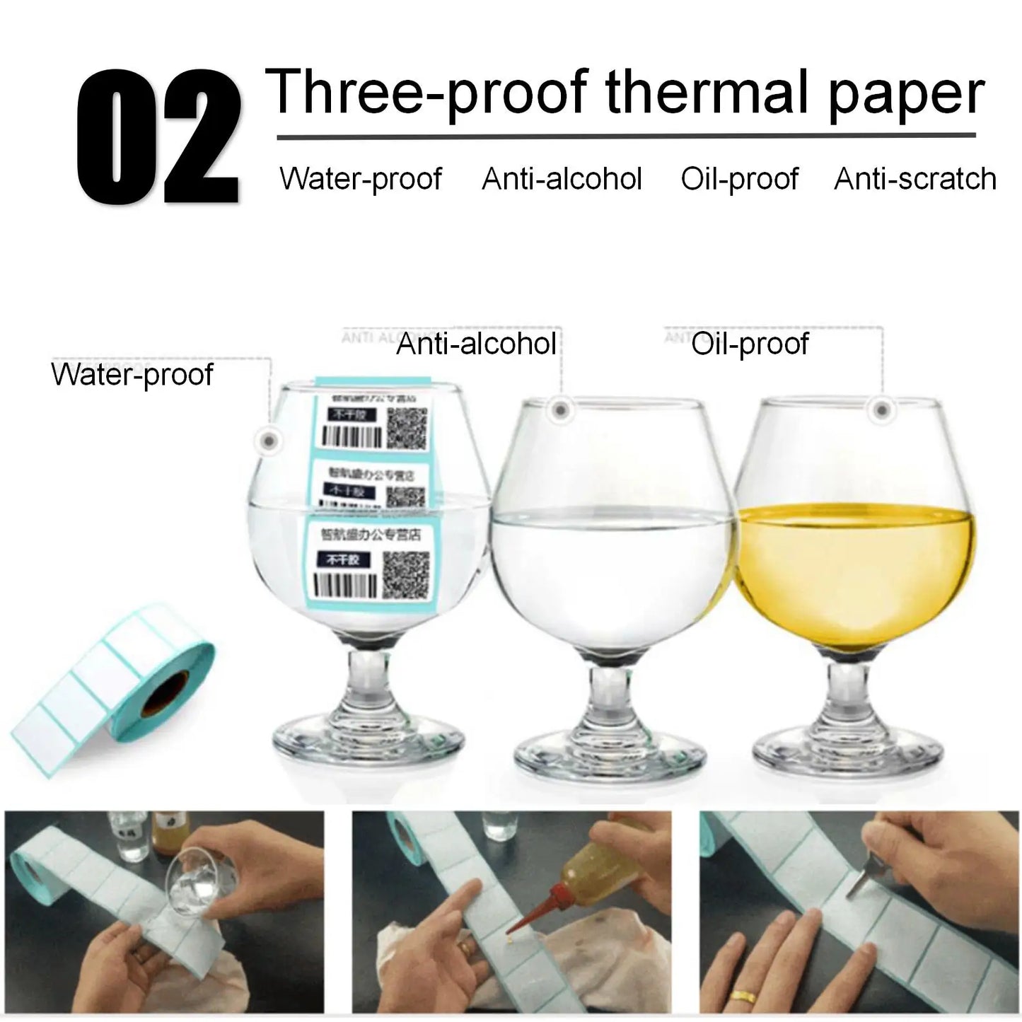 Waterproof 30 40 50MM Width Blank White Direct Print Thermal Paper Sticker for Bar code Label Price Tag in Roll Oil-proof