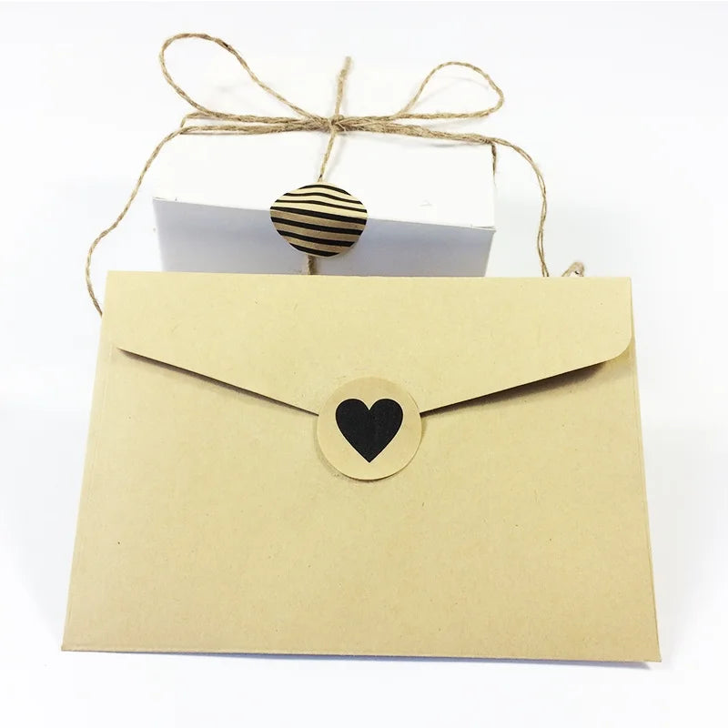 90pcs Vintage Fashion Heart+Dots+Twill series Round Kraft paper Sticker for Handmade Products Gift seal sticker label