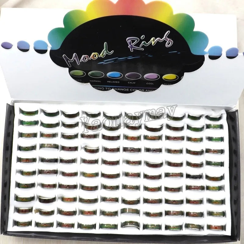 XiaoYaoTYM Fashion Mood Rings Free Shipping, 100pcs Mix Size MOOD Ring Changes Color From Temperature