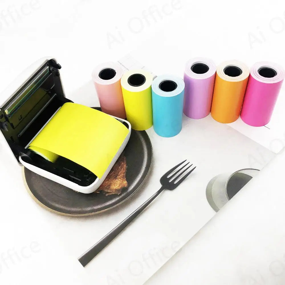 6 Roll Color Self-Adhesive Thermal Paper Sticker Label Notes Clear Print For PeriPage PapeRang 57mm Mini Printer For Phone Photo