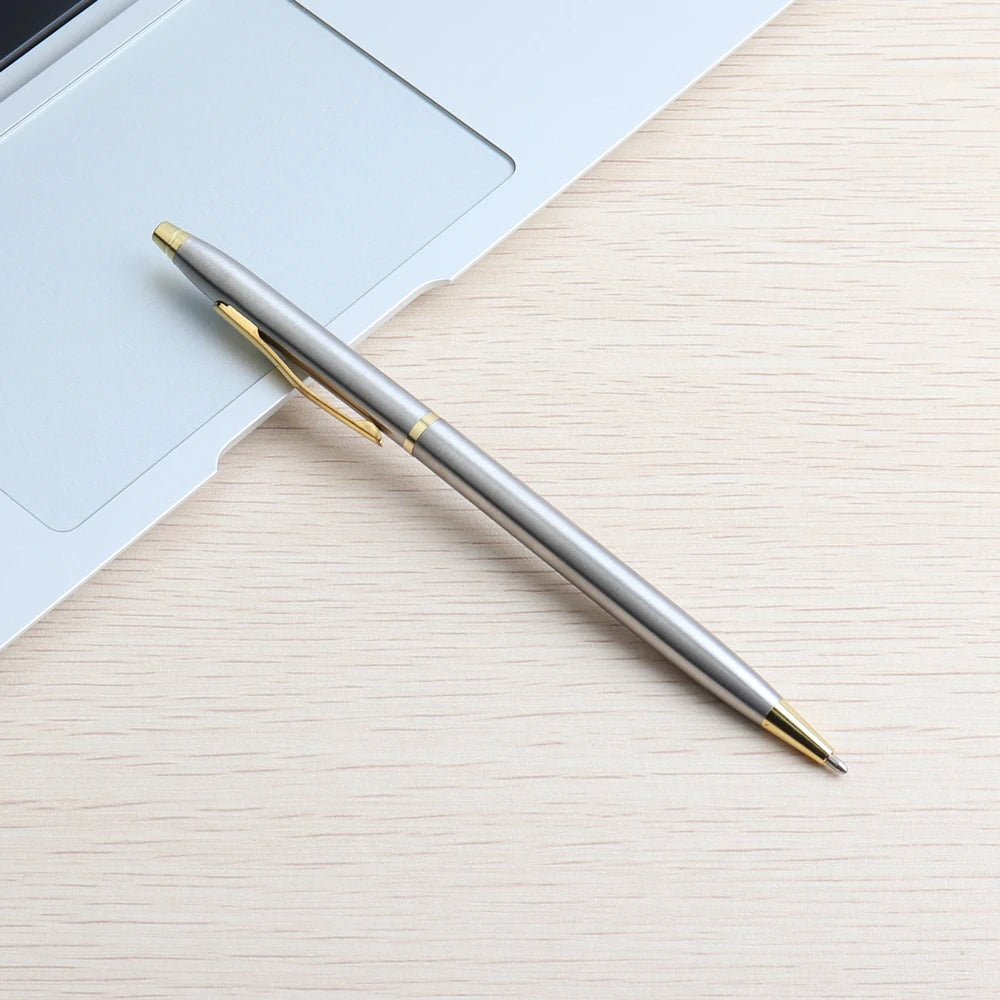 2/11/20PCS Ball Pen Stainless steel rod rotating Metal ballpoint Pen Stationery Ballpen 0.7mm Blue ink Office & School Supplies
