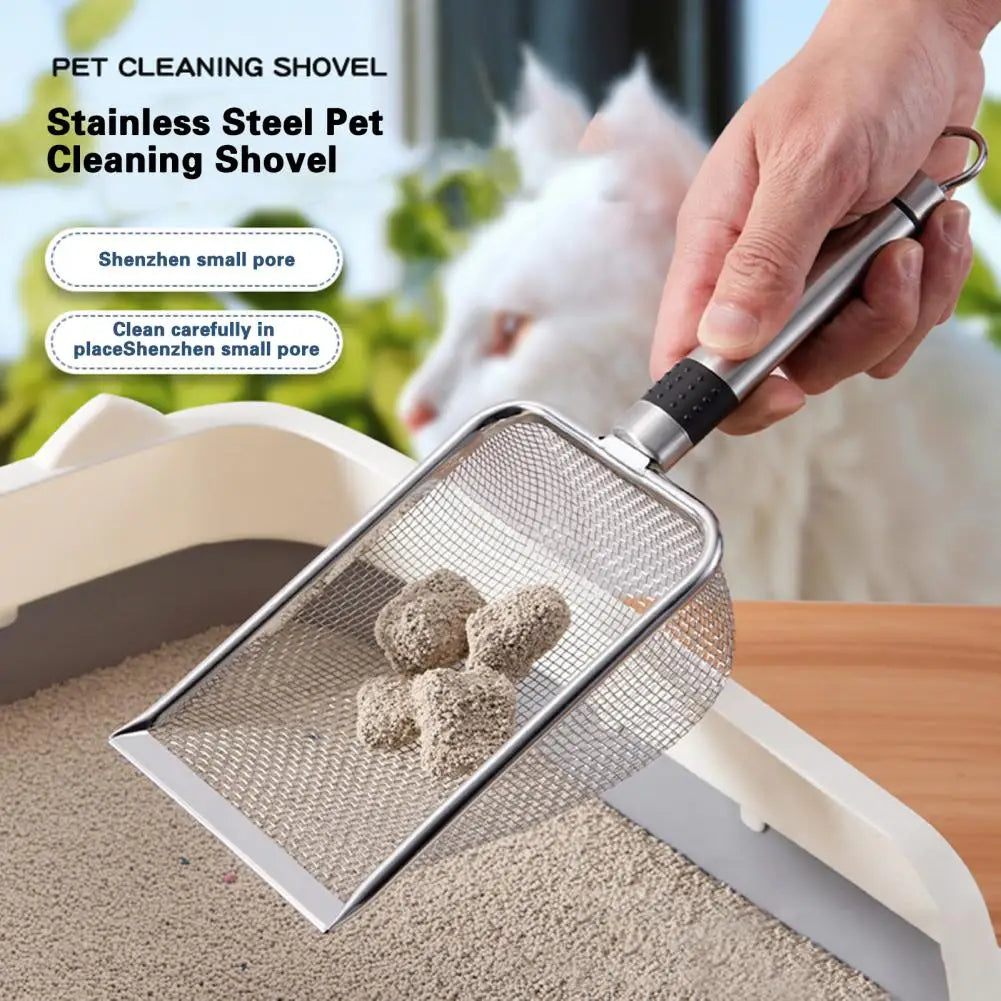 Cat Litter Shovel Anti-rust Non-slip Time-saving Stainless Steel Pet Poops Shovel Climbing Pet Shovel Pet Supplies