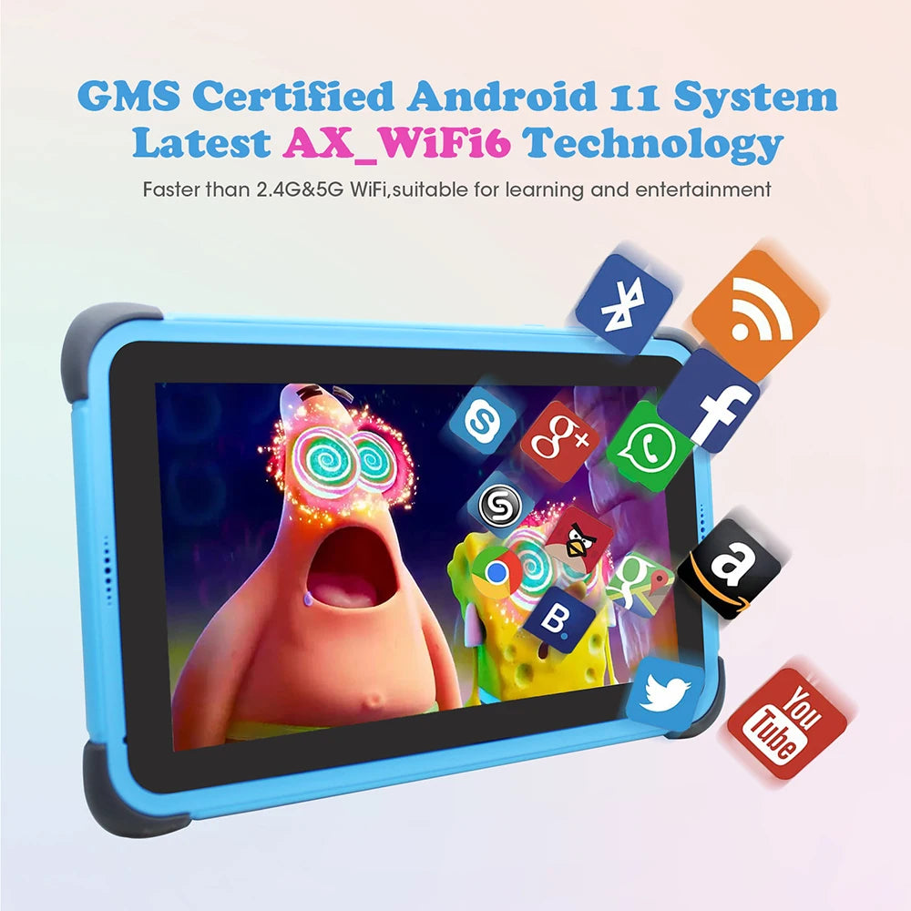 weelikeit 8 Inch Kids Tablet for Child Android 11 1280x800 IPS Children Study Tablet 2GB 32GB Quad Core 4500mAh Wifi with Stand