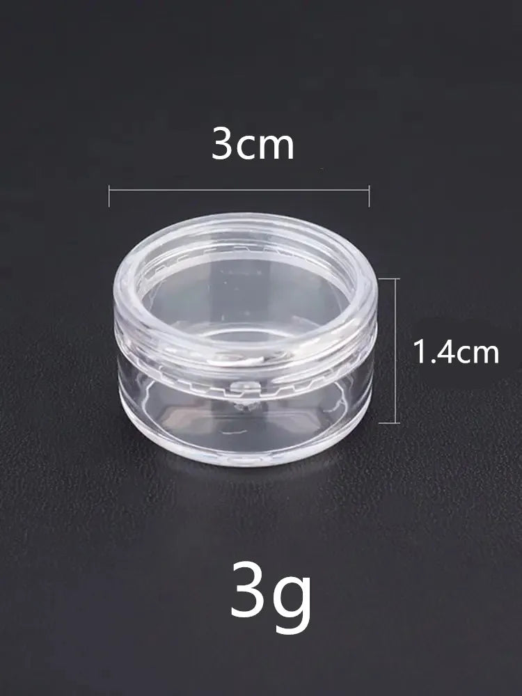 100pc 5g 10g 3g 20g/ml round small plastic ps jar pot case bottle for Makeup Cosmetic cream sample nail art glitter dust powder