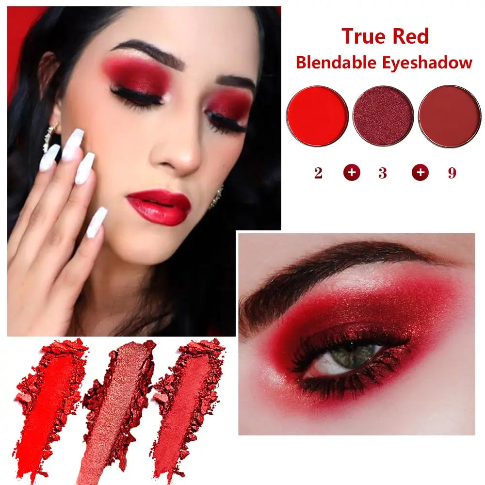 Black Red Eyeshadow Palette Goth Clown Halloween Makeup, White Silver Glitter Metallic Red Black Eyeshadow Palette Joker Zombie
