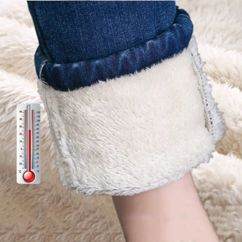 Winter Lamb Fluff Denim Pencil Pants Women Thicken Big Size 34 Jeans High Waist Stretch Jeansy Fleece Lined Warm Slim Vaqueros