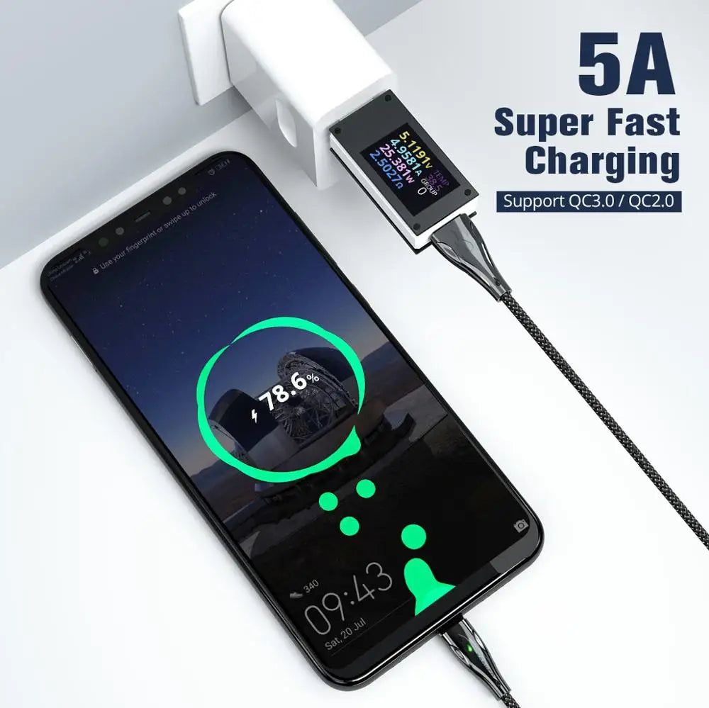 5A Type C Magnetic Charging Cable Micro USB Magnet Phone Cable Zinc Alloy Fast Charging and Data Cable For Samsung iPhone Huawei