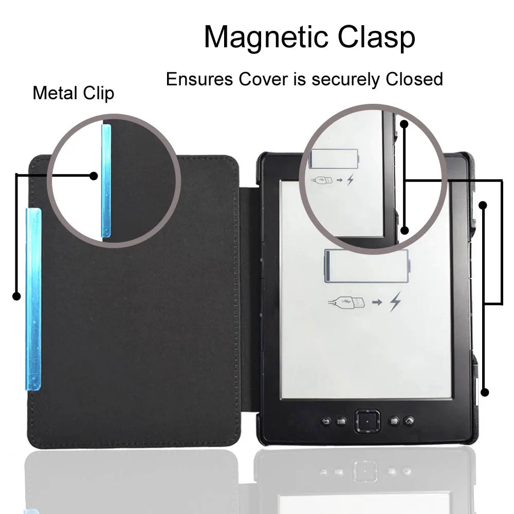 Afesar D01100 Magnet Closured Leather Cover Case For Amazon Kinlde 4 Kindle 5 Ebook Flip Case K4 K5 Pouch Gift Screen Protector