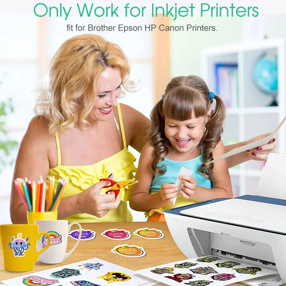 10/50 Sheets Holographic Printable Vinyl Sticker Paper Matte/Glossy/Transparent/Silver/Gold Adhesive Sticker for Inkjet Printer