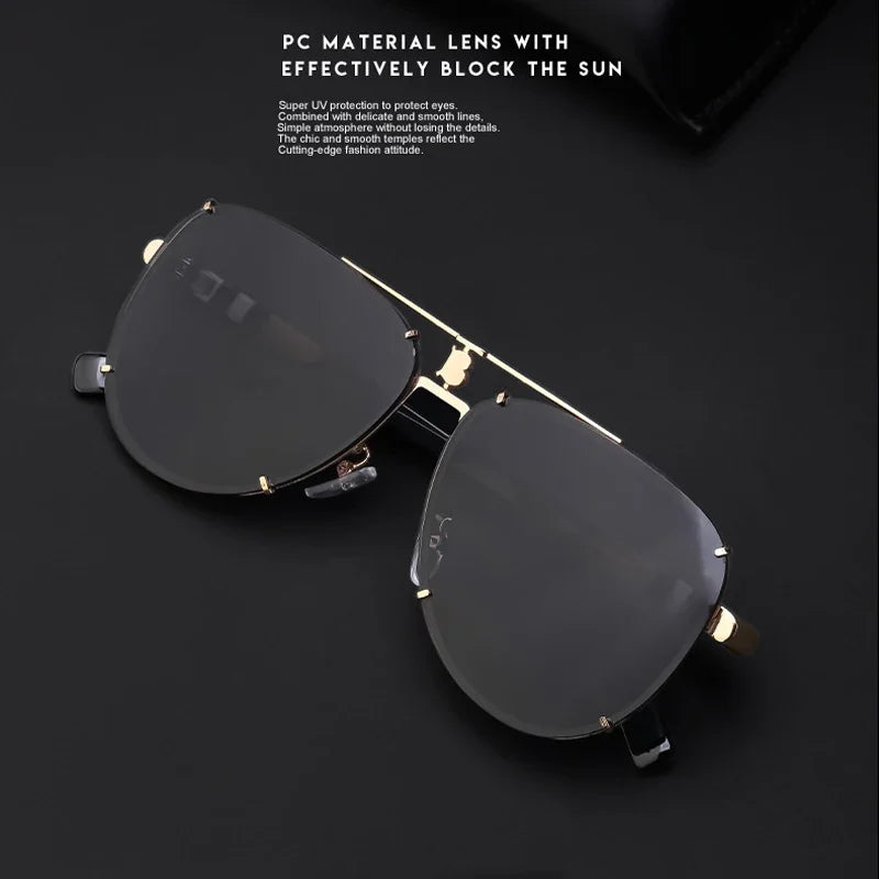 2023 New Arrival Men's Luxury Retro Stripe Style Sunglasses Women Brand Design Double Beam Cool Driving Sun Glasses Oculos Gafas