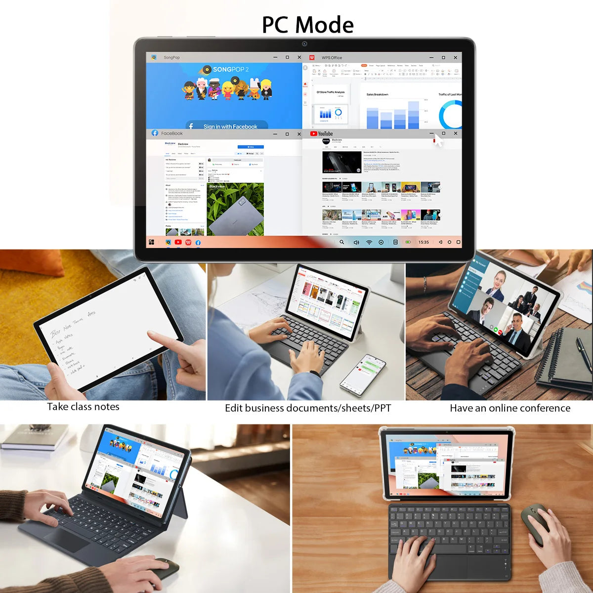 Blackview Tab 13 6GB+128GB 7280mAh Tablet Pad MTK Helio G85 Octa core 10.1'' FHD+ Display android 13MP Camera