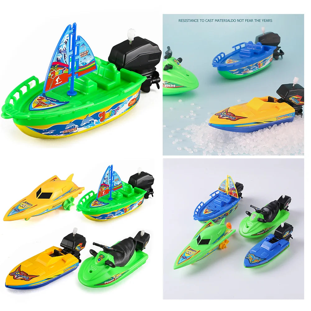 1Pc Kids Speed Boat Ship Wind Up Toy Bath Toys Shower Toys Float In Water Kids Classic Clockwork Toys for Children Boys Gift