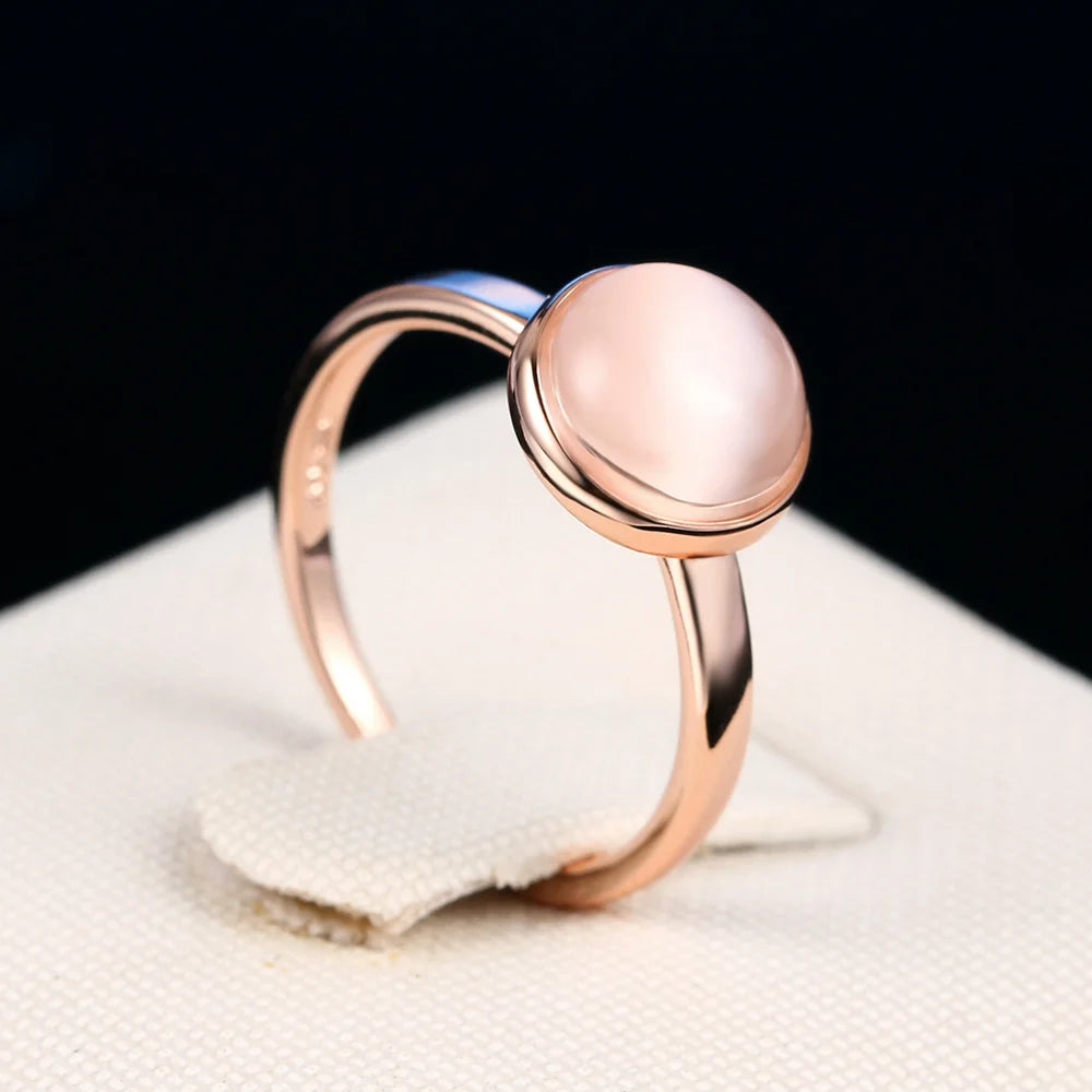 ZHOUYANG Ring For Women Lady Style Concise Semi precious Stone Cat's Eye Stone Rose Gold Color Fashion Jewelry Gift ZYR153
