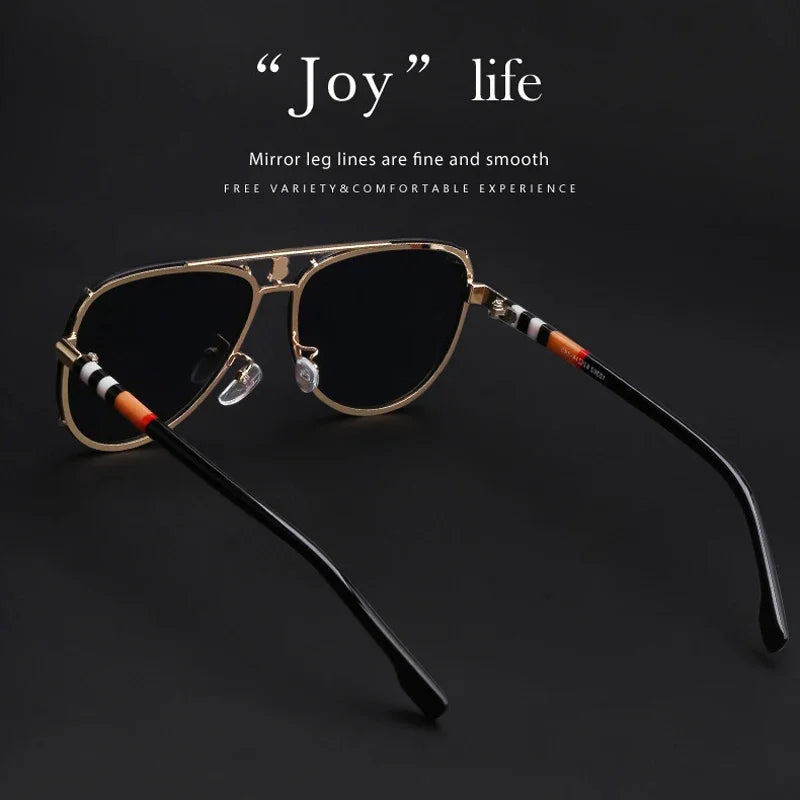 2023 New Arrival Men's Luxury Retro Stripe Style Sunglasses Women Brand Design Double Beam Cool Driving Sun Glasses Oculos Gafas