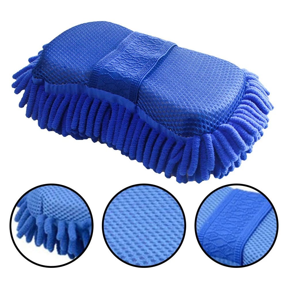 1 Pc Blue Microfiber Chenille Car Wash Spons Onderhoud Wasborstel Pad Reinigingsgereedschap Auto Washanddoek Handschoenen Styling Accessoires