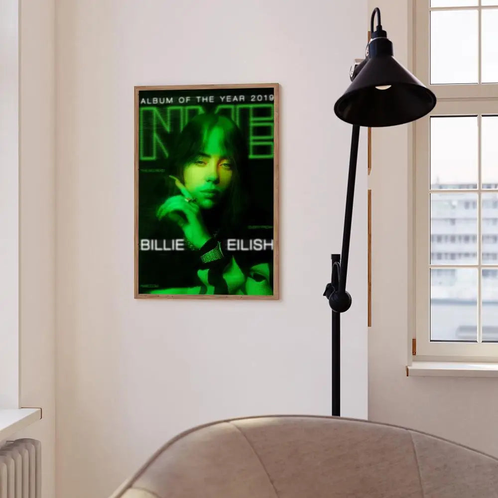 B-Billie E-Eilish Hot Singer Poster Self-adhesive Art Poster Whitepaper Prints Posters Artwork Home Decor