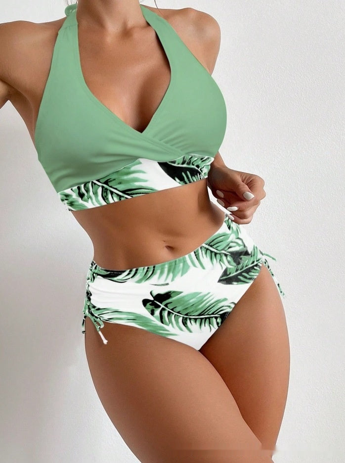 Bikini voor vrouwen, hoge taille, haltebikini-badpak hoge kortingen vele kleuren