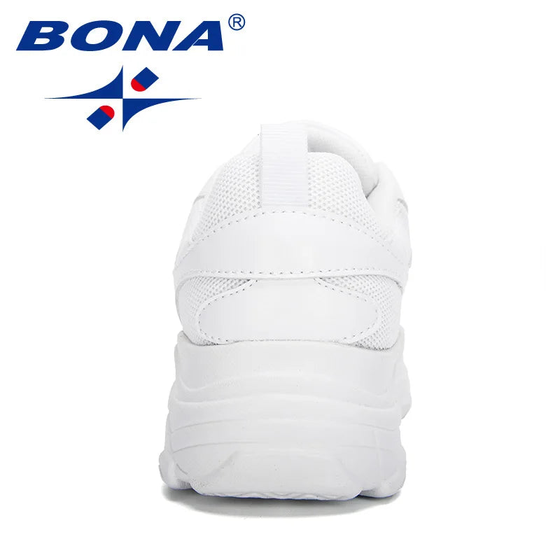 BONA New Designers White Sneakers Women Flats Shoes Vulcanize Shoes Woman Casual Zapatillas Mujer European Size Platform