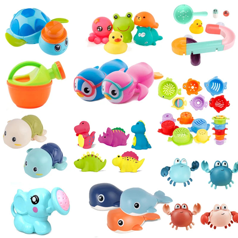 Cute Cartoon Baby Bath Toys Animal Tortoise Classic Baby Water Toy Infant Bathroom Clockwork Educational Kids Beach Bath Toys