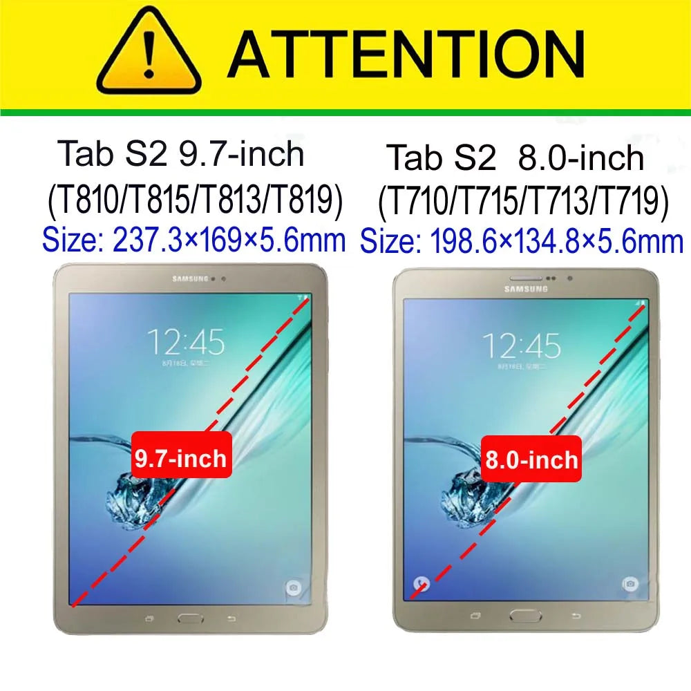 Tablet Case For Tab S2 9.7 SM-T810 T815 T813 T819 Cover - For Samsung Galaxy Tab S2 8.0 SM-T710 T715 T713 T719 Case +Screen Film