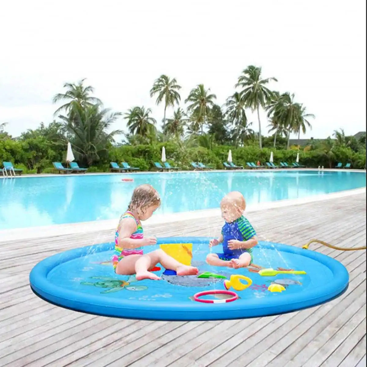 Inflatable Kids Round Water Splash Play Pool PVC Swimming Pools 100cm Playing Sprinkler Mat Yard Outdoor Fun Dropshipping