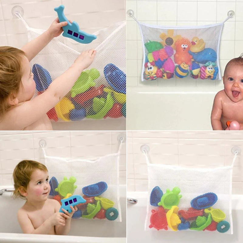 Baby Bathroom Mesh Bath Bag Kids Cartoon Basket Net Children's Games Network Waterproof Cloth Sand Toys Beach Storage Organizer