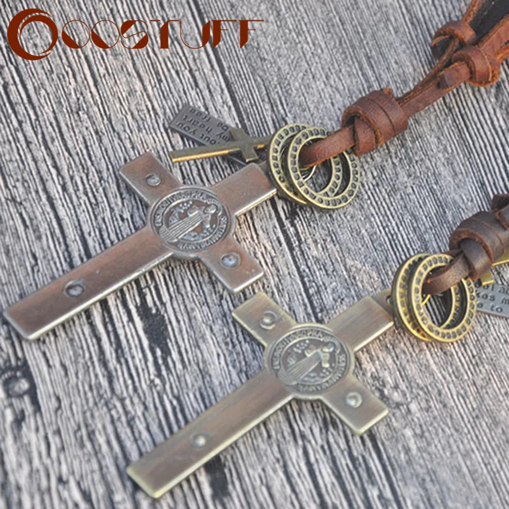 2022 Men Jewelry Statement necklaces & pendants kolye Punk Leather Rope collier collares choker colar jesus Cross Necklace Women