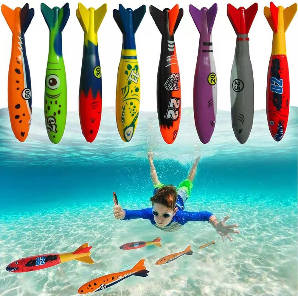 Summer Diving Toys Torpedos Bandits Stringed Octopus Diving Fish Ring Swimming Pool Water Games Training Gift Set Toys For kids