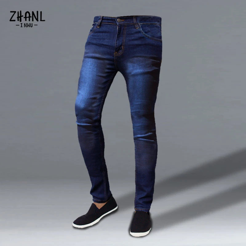 Black Fashion Men's Slim Jeans High Stretch Business Work Denim Trousers Autumn Classic Vintage Casual Skinny Jogging Jeans 2022