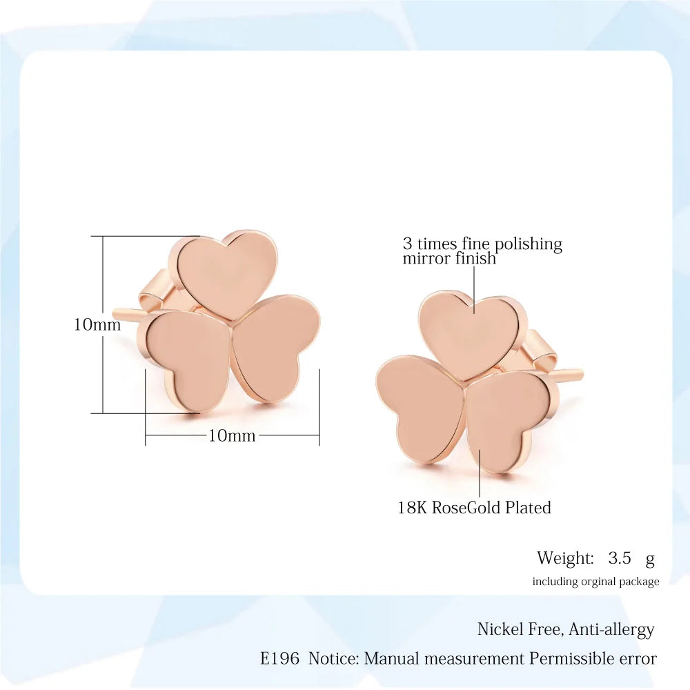 ZHOUYANG ZYE196 Classic Heart Leaf Rose Gold Color Simple Stud Earrings Fashion Jewelry For Girl Gift