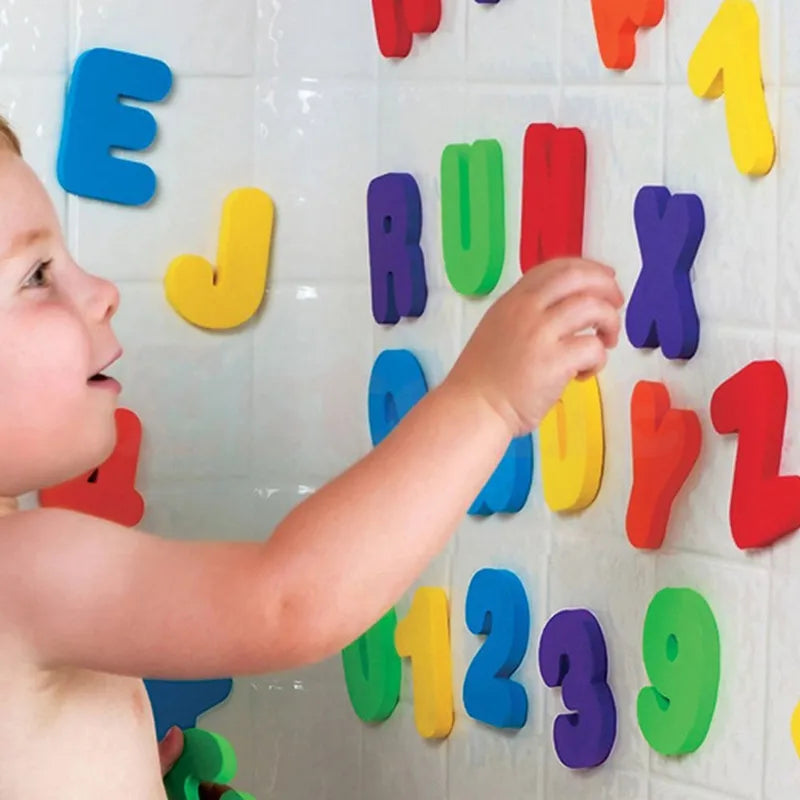 Bathtub Bathroom Education Learning Toys Foam Letters Alphanumeric Total Bubble Stickers Children's Puzzle DIY Toy Set 36Pcs New