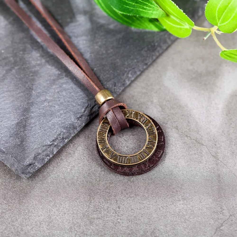 Maxi Necklace Men Jewelry Vintage Rome Genuine Leather Necklace Statement necklaces & pendants Men Necklaces Women Choker anime