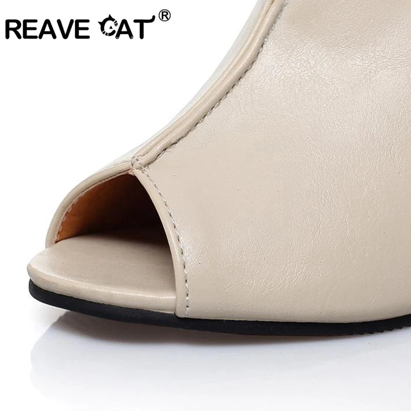 REAVE CAT Fashion Spring summer Women shoes Sandals Open toe High heels Roman Style Slip-On Novelty Wedges Summer Shoes Sexy Hot