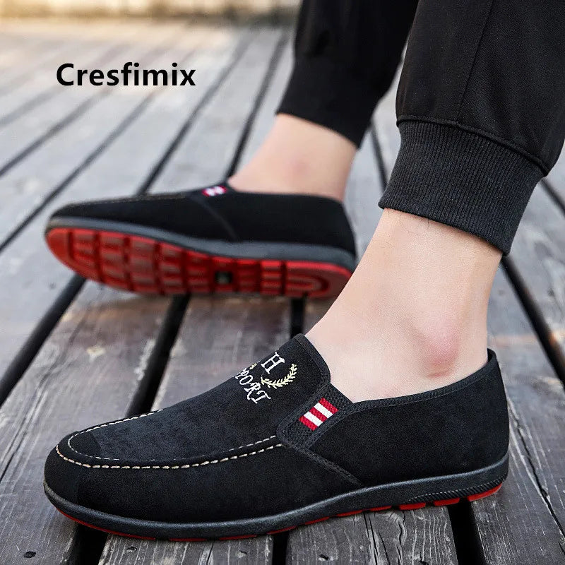 Cresfimix mannelijke schoenen male fashion comfortable slip on shoes men casual blue canvas shoes man's spring black shoes a3603