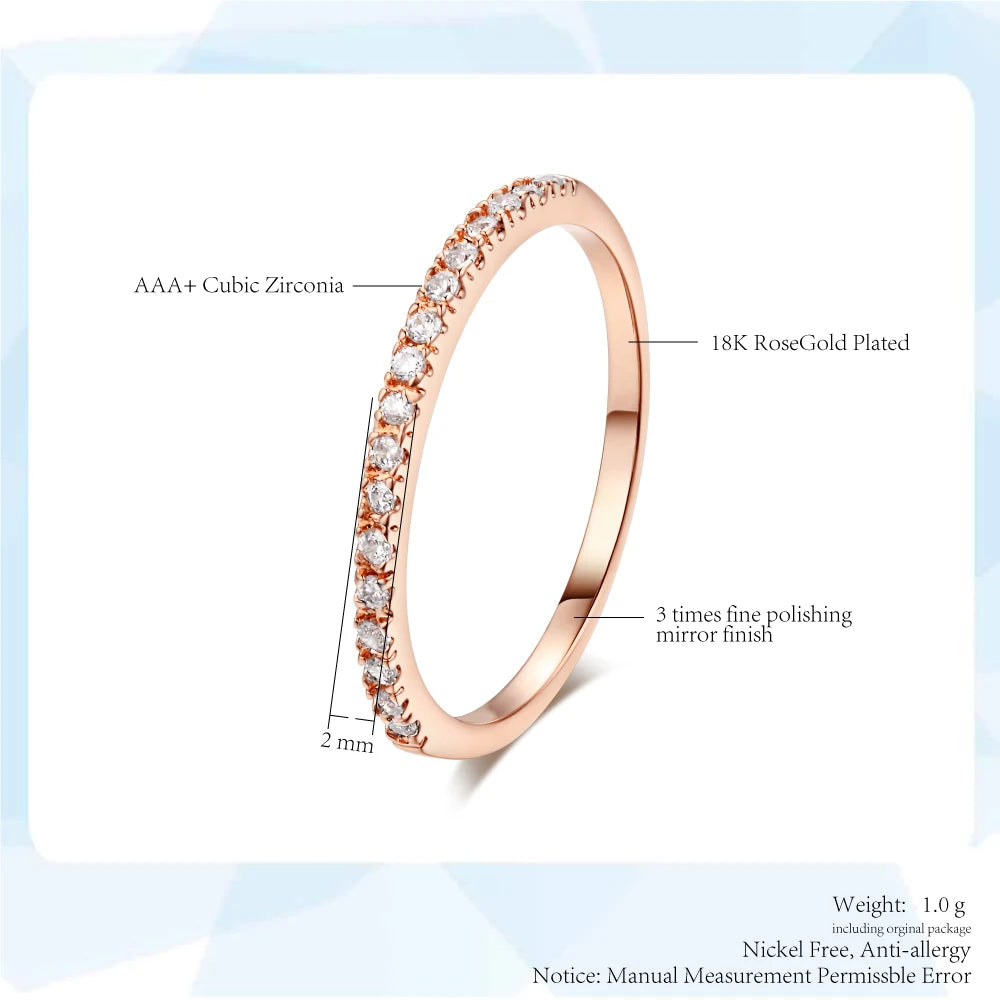 Dainty Wedding Ring For Women Man Concise Classical Multicolor Mini Zircon Rose Gold Color Fashion Jewelry R132 R133 ZHOUYANG