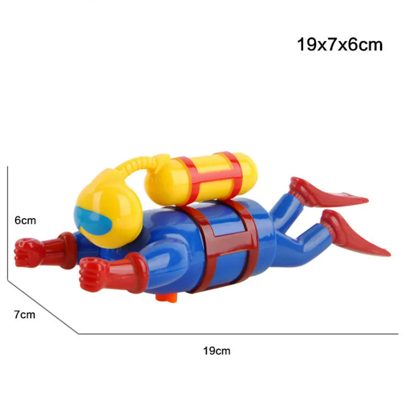 Newborn Baby Toy Children Cute Cartoon Clockwork Wind Up Chain Diver Classic Kid Educational Water Swimming Pool Bath Toys