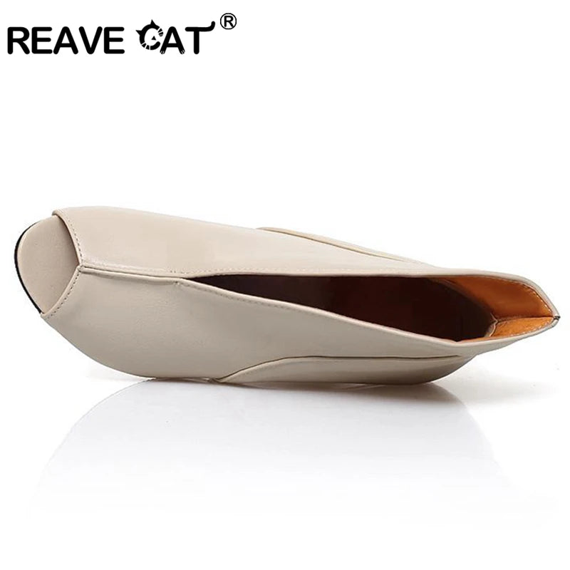 REAVE CAT Fashion Spring summer Women shoes Sandals Open toe High heels Roman Style Slip-On Novelty Wedges Summer Shoes Sexy Hot