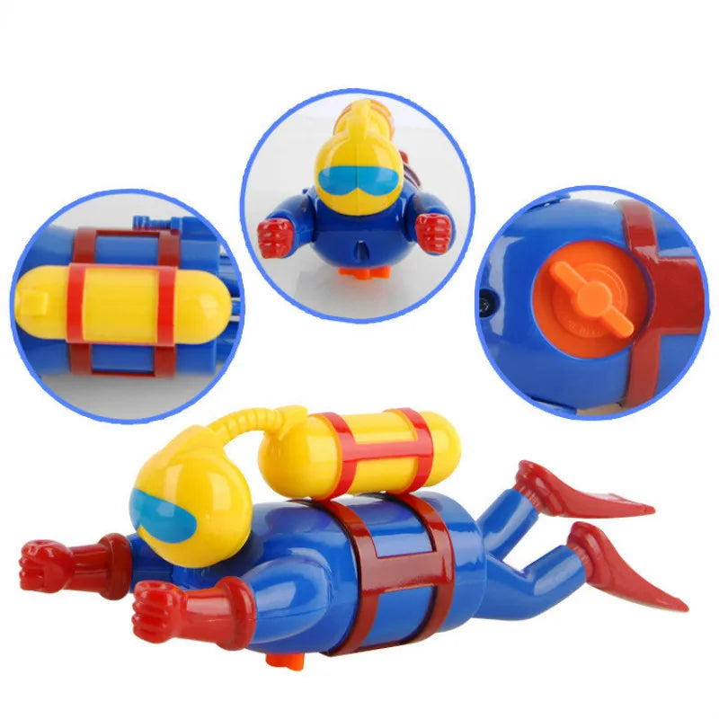 Newborn Baby Toy Children Cute Cartoon Clockwork Wind Up Chain Diver Classic Kid Educational Water Swimming Pool Bath Toys