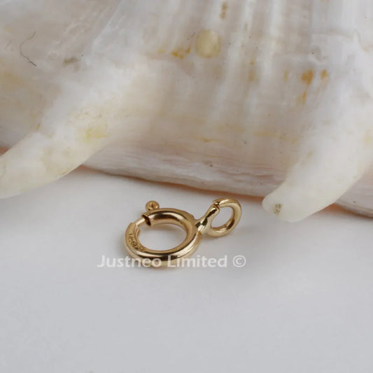14k gold clasp,5mm solid 14karat yellow/rose gold spring ring buckle for pendant necklace bracelet gold jewelry diy making