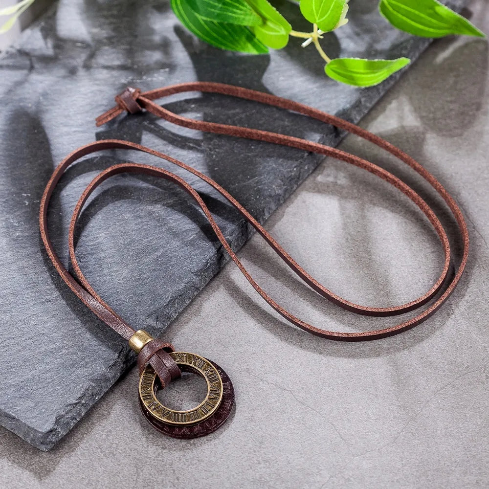 Maxi Necklace Men Jewelry Vintage Rome Genuine Leather Necklace Statement necklaces & pendants Men Necklaces Women Choker anime