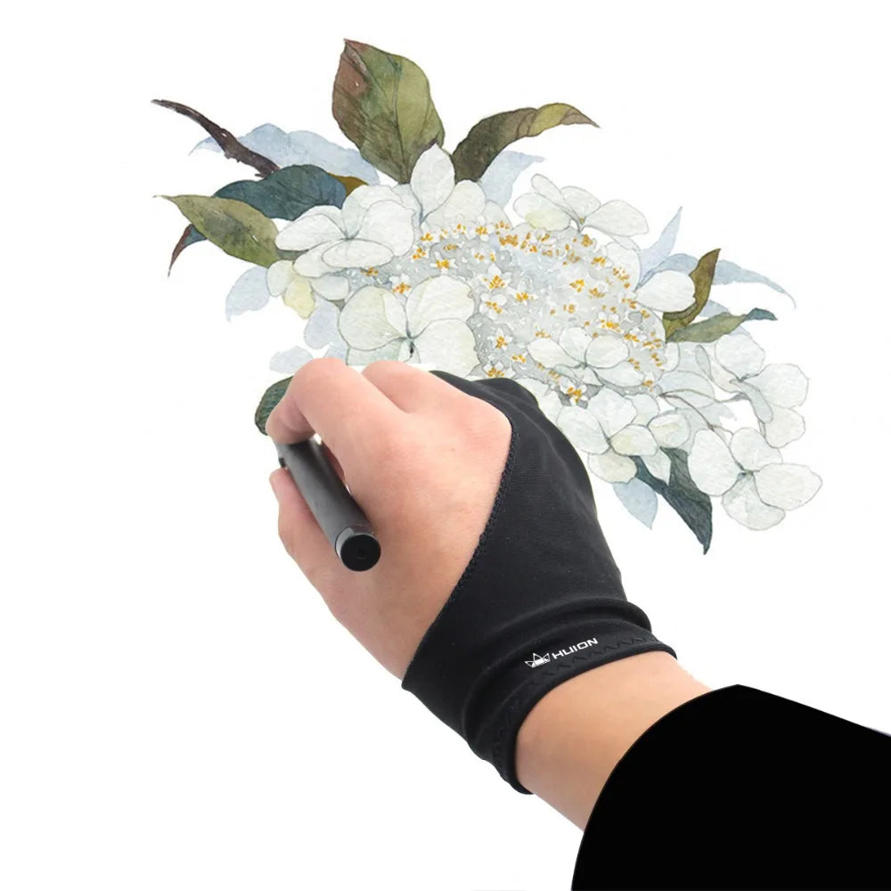 Huion Artist Glove Elastic Two-finger Anti-Fouling Drawing Gloves Graphics Tablet Marker Animation Painting -Free/L Size 1pc