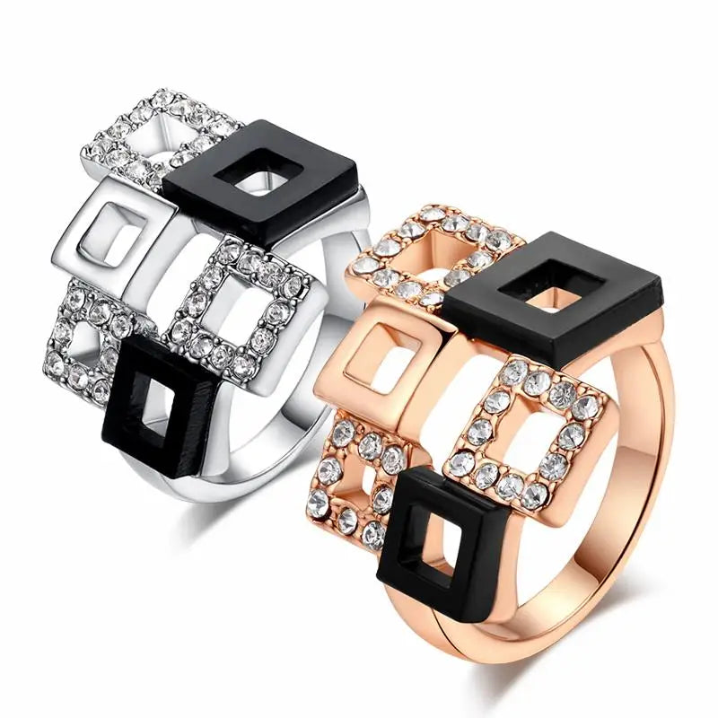 ZHOUYANG Top Quality ZYR091 Fashion Geometric Ring Rose Gold Color Austrian Crystals Full Sizes