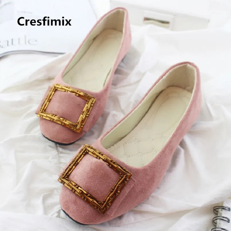 Cresfimix vrouwen platte schoenen women fashion sweet comfortable office flat shoes lady casual plus size slip on flats a3547