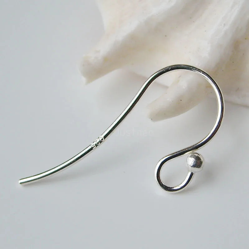 ear hook,24*0.8mm solid 925 sterling silver earring wire hooks with 2mm ball ,1pair