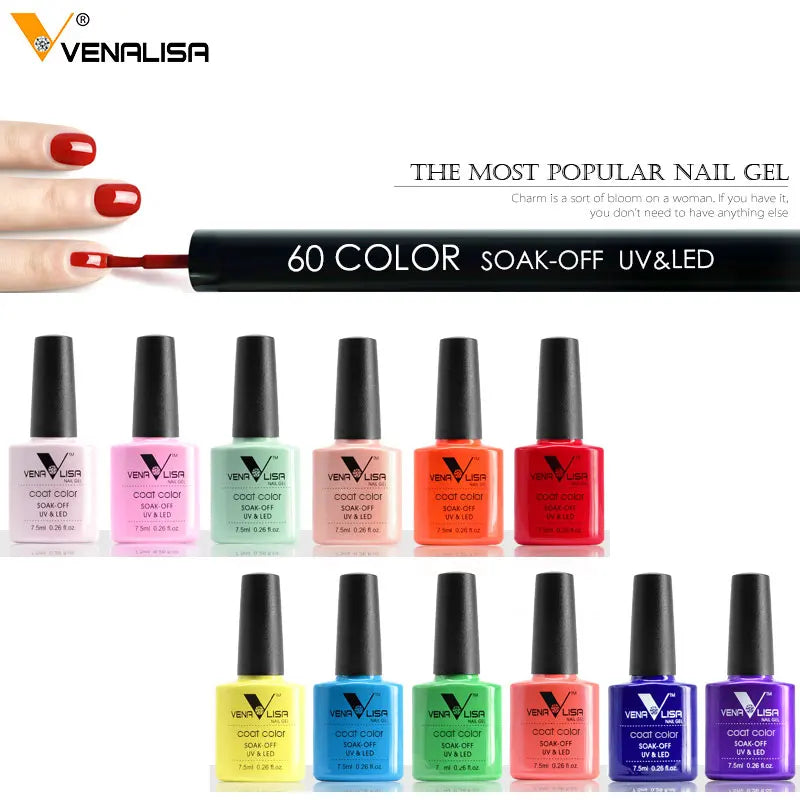 Nail art supply Venalisa fashion UV gel polish 7.5ml soak off polish nail varnish lacquer painting design polish gel combination