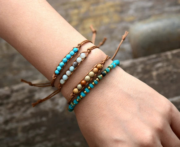 New Simple Bracelet Trendy Natural 4mm Stones Beads Wax Cord Friendship Bracelet Cute Girl Women Bracelet Dropshipping