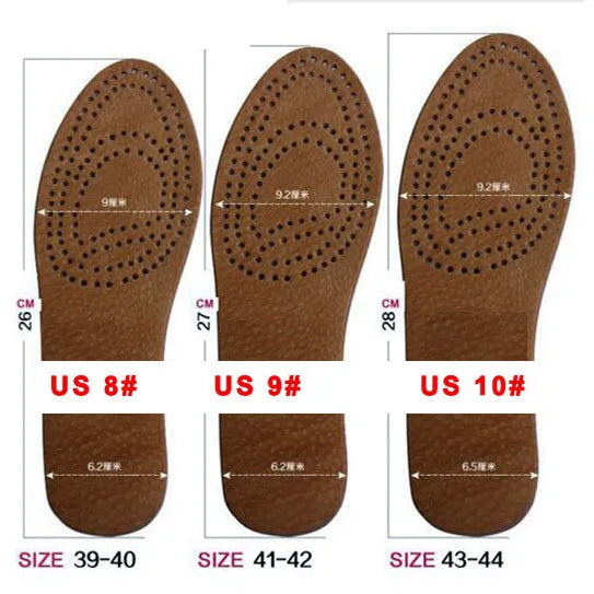 Unisex Breathable genuine leather rising insole height increasing shoes insole for Men or Women absorb sweat