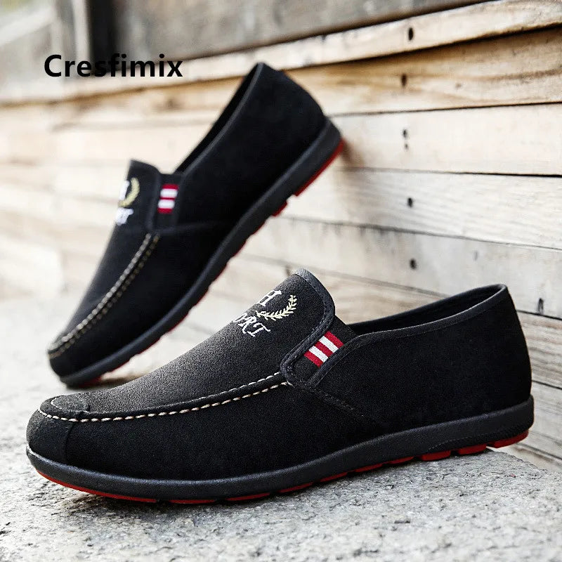 Cresfimix mannelijke schoenen male fashion comfortable slip on shoes men casual blue canvas shoes man's spring black shoes a3603